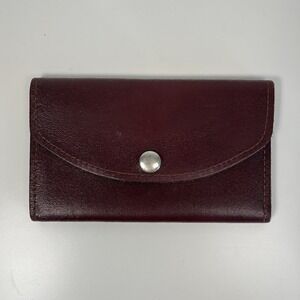 Burgundy Genuine Leather Wallet Wine Maroon Made in USA Silver Hardware